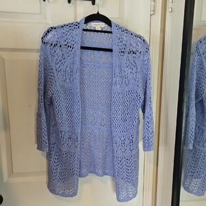 Coldwater Creek Women's Light Purple Crochet Cardigan
